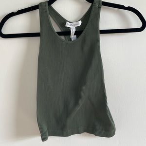 Khaki Green Ribbed Crop Top